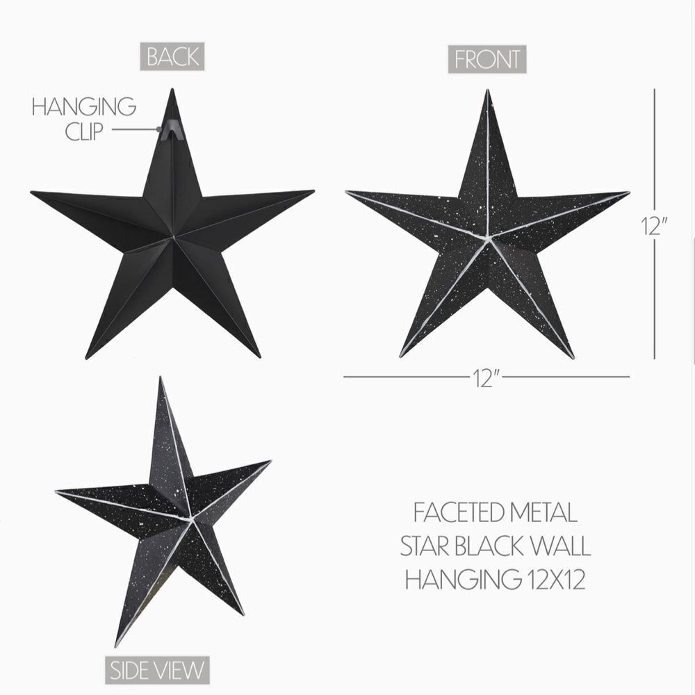 Farmhouse Metal Black Speckled 12 inch Star Country Primitive Rustic Charm - Picture 2 of 4